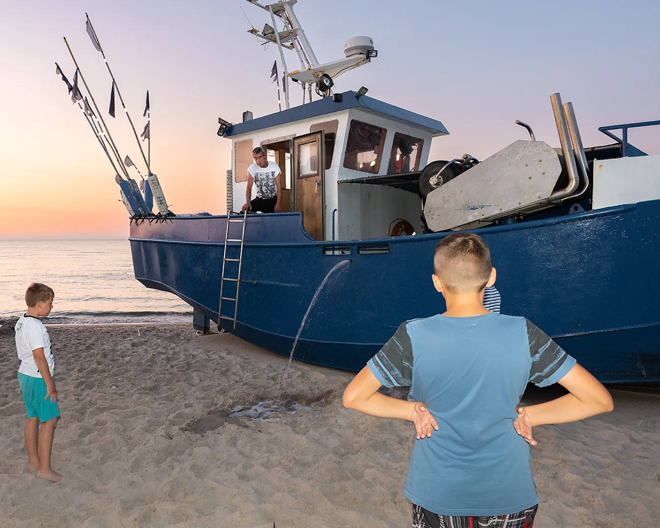 Fischerboote, Strand, Polen, Ostsee, Kinder, Fischer