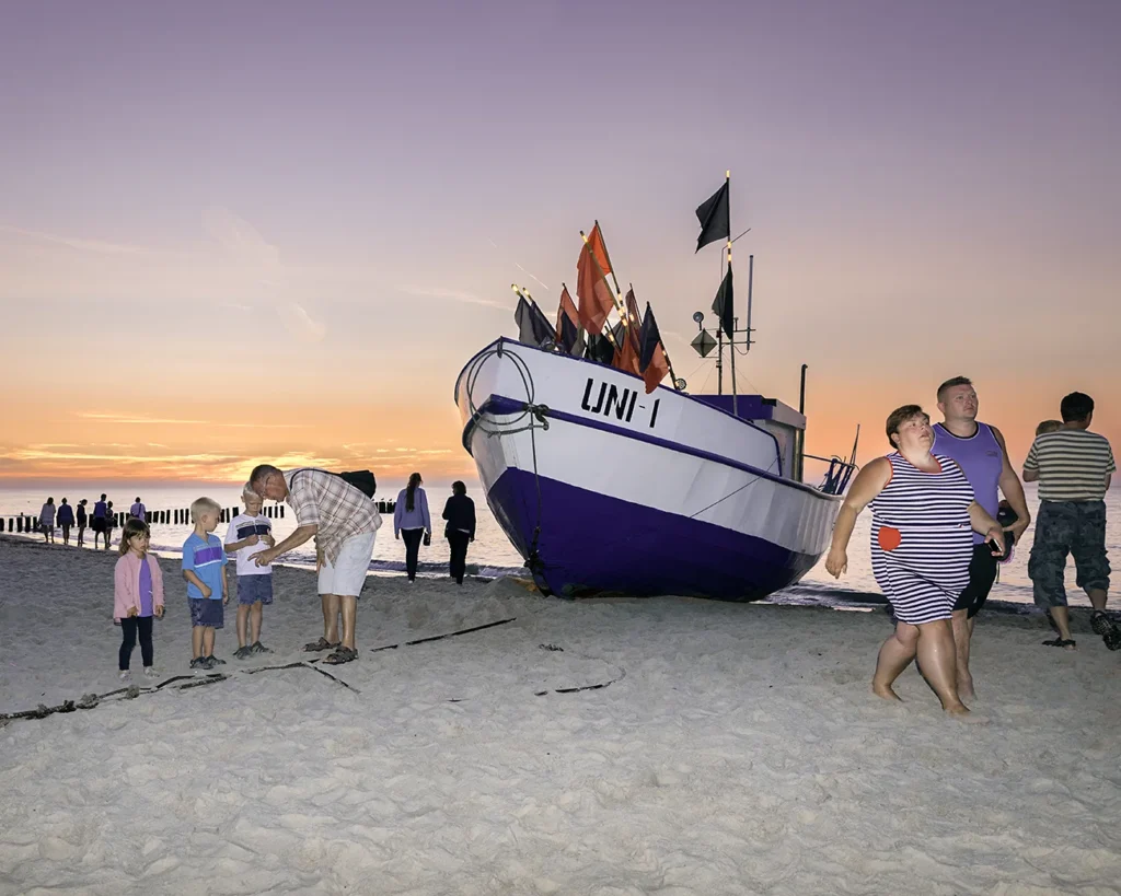 polnische ostsee, mielno, Ankunft der Fischerboote am Abend