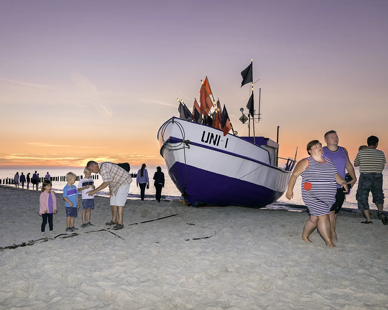 polnische ostsee, mielno, Ankunft der Fischerboote am Abend