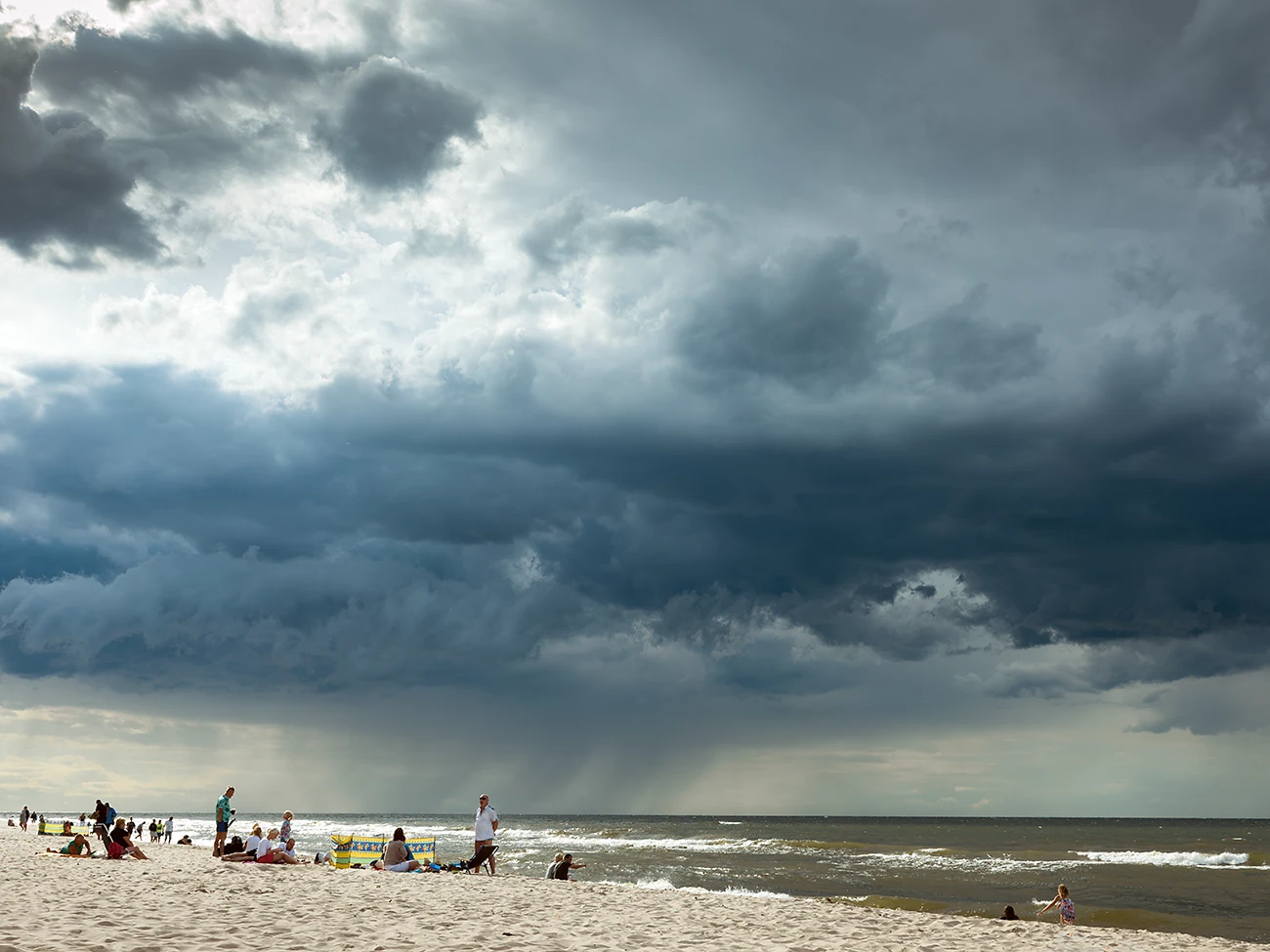 strandfoto, polen, ostsee, unwetter